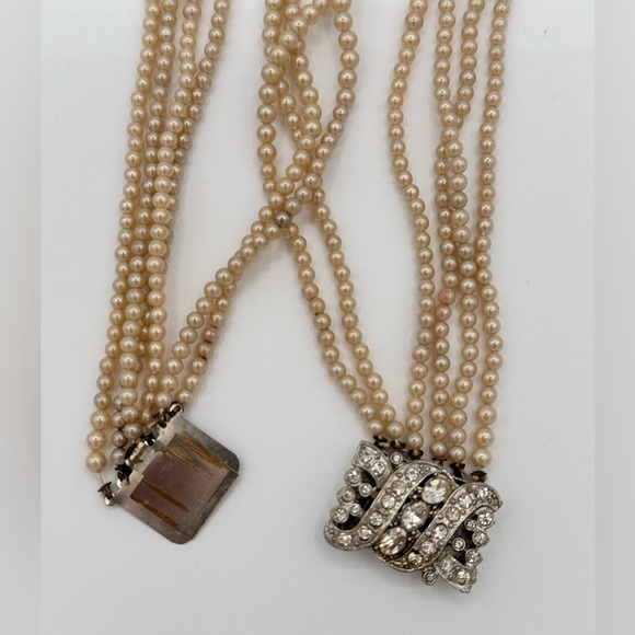 Vintage set of pearls, with Silvertone and rhinestone clasp - Picture 5 of 8